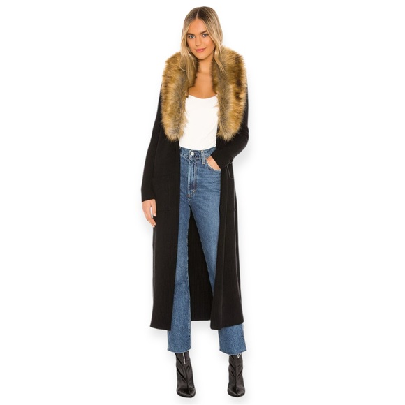 Show Me Your MuMu Sweaters - Lombardi Long Cardigan With Faux Fur Trim in Black
Show Me Your Mumu
